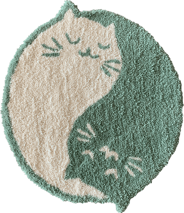 Oopsie Daisy Rugs - Cat yin yang hand made rug